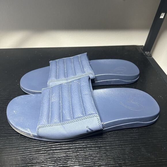 OluKai Men's Maha Olu Slides Sandals Blue Mens Size 11 - Picture 1 of 11
